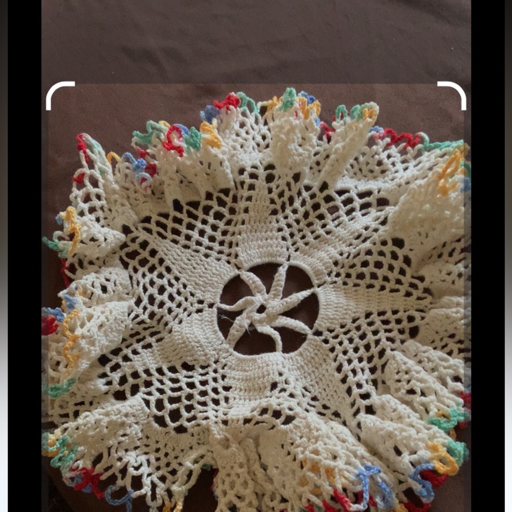 Doily Crocheted Rainbow colors Handmade